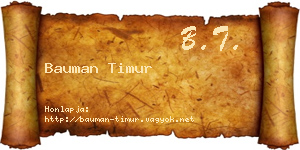 Bauman Timur névjegykártya